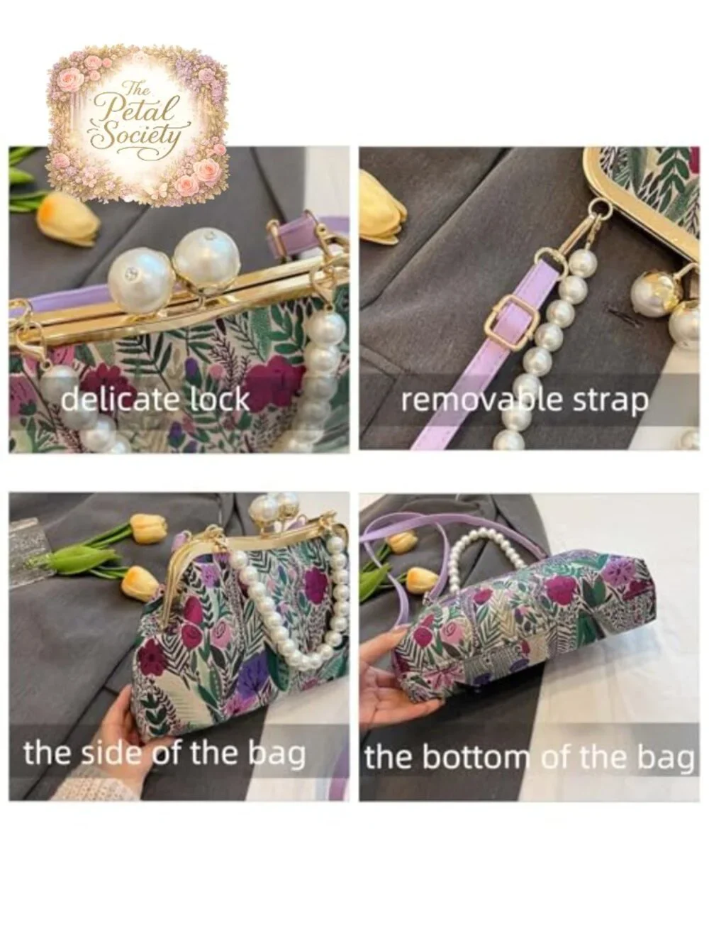 Floral & Leaf Print Crossbody Bag with Adjustable Strap - Women Trendy Handbag